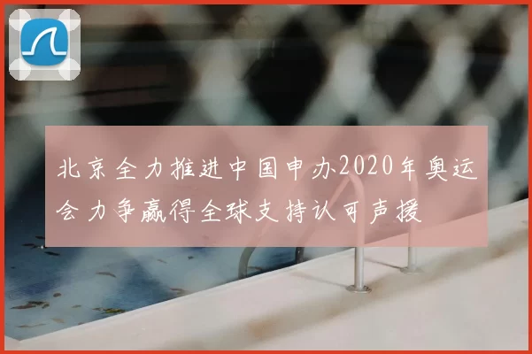 北京全力推进中国申办2020年奥运会力争赢得全球支持认可声援